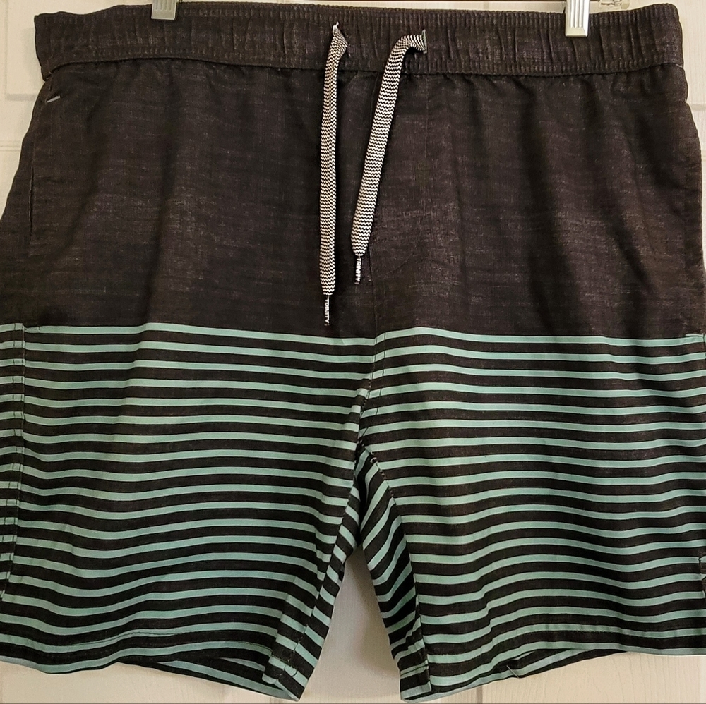 Trinity Collective Blk/Mint XL Swim Trunks